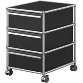 USM United Soft USM Haller Rollcontainer, mit drei Schubladen Graphitschwarz