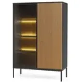 Möbel Kraft Vitrine , schwarz , Maße (cm): B: 104 H: 166