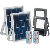 Autre 2er-Set Solar-LED-Fluter für außen, RGBW, 10 Watt, mit Fernbedienung