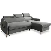 Miuform Sweet Harmony - Ecksofa mit Bettfunktion und Bettkasten L-FORM RECHTS - 228x162cm - Velours Grau - Sofa Schlafsofa Couch