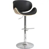 Miliboo Design-Barhocker Schwarz und helles Holz WALNUT