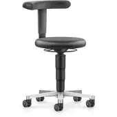 BIMOS ESD Hocker mit Rollen, Kunstleder schwarz, Sitzhöhe 450-650 mm, Flex-Stütze
