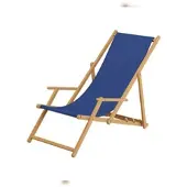 Erst-Holz Gartenliege blau Liegestuhl Kissen Sonnenliege Relaxliege Strandstuhl Deckchair Buche 10-307NKH