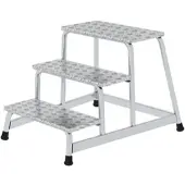 Proregal Arbeitspodest starr | 3 Stufen | Aluminium-Warzenblech | Rutschfeste Kunststoffschuhe