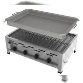 ChattenGlut Professional Gastrobräter 4-flammig Tischgerät 14,7kW und Rost und Pfanne