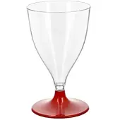Monouso - Mehrweg Durable Weinglas aus PS Fuß Rot 200ml 2-teilig (6 Stück)