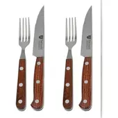 Gräwe Steakbesteck 4-tlg. Messer und Gabel mit Palisander-Holzgriff
