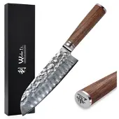 Wakoli Nussbaum Damast Santokumesser I 17,5 cm Klinge I Nussbaumholzgriff