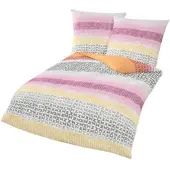 Dreamtex Mako-Satin Bettwäsche, ca. 155 x 220 cm - Grafik Peach