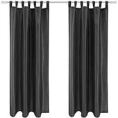 Arsvita 2er Pack Gardine Blickdicht Alessia mit Schlaufen 140x245cm schwarz