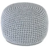 Amago home Bodenkissen Pouf Ø55 H37 Mohair Sitzhocker Sitzpouf waschbar nachfüllbar : hellgrau