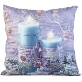 INFACTORY Deko-Kissen mit Kerzen-Motiv, 2 LEDs, batteriebetrieben, 45 x 45 cm