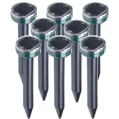 ROYAL GARDINEER 8er-Set umweltfreundlicher Solar-Maulwurffrei mit Akku, 400 Hz, IP44