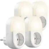 Luminea Home Control 4er-Set WLAN-Steckdose mit LED-Nachtlicht, App & Sprachsteuerung, 16 A