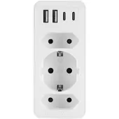 Plastrol Steckdosenadapter mit 4x USB und 3x 230V Steckdosen 3680W