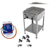 ChattenGlut Gasbräter 2-flammig 9kW Standgerät Edelstahlpfanne mit DGUV