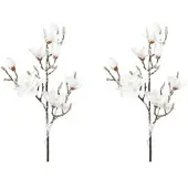 Creativ Green künstliche Pflanze Magnolie beschneit, 15 LED, 115 cm, 2er Set