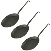 GVK Schmiedeeiserne Brat- und Servierpfanne 3 Stück Ø 28 cm mit Hakenstiel