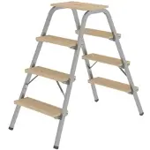 Proregal Stahl-Holz-Tritt | 2x4 Stufen | aus Stahl mit Holz-Stufen