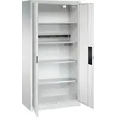 C+P Akkuladeschrank Acurado, abschließbar, mit Inneneinrichtung, B 930 x T 500 x H 1950 mm, Stahl, lichtgrau RAL 7035/lichtgrau RAL 7035