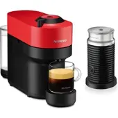Nespresso VERTUO Pop Spicy Red & Aeroccino 3 schwarz Vertuo Kaffeemaschine