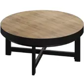 GGM Möbel BO | Bistro Lounge Tisch | Ø80xH34cm | 50mm | Schwarzer Rand | Eiche/ Schwarz