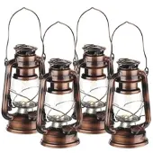 Lunartec 4er-Set LED-Sturmleuchte im Öllampen-Design, Flammen-Imitation, bronze