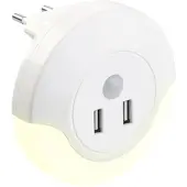 Luminea LED-Steckdosen-Nachtlicht mit PIR- und Lichtsensor, 2x USB (10 Watt)