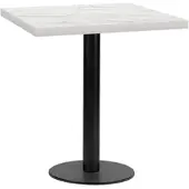 BIG Möbel Bistrotisch 50x50 cm Stahlgestell Rund | Marmor Weiß