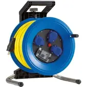 Hedi Kunststoff-Kabeltrommel Professional Plus Ø 320 mm, gelb Panzerkabel, 3 Steckdosen - K340U2TFI