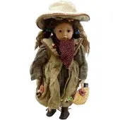 Topline handgemachte Porzellanpuppe braunhaarig mit Mantel 40 cm hand...