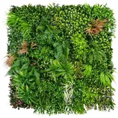 Creativ Green künstliche Pflanze Premium-Blättermatte, ca 100x100x12cm, mit Farnen, Gräsern und Blüten