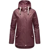 NAVAHOO Damen Regen Jacke Parka Wasserdicht Gefüttert Funktionsjacke Ocean Heart Wine Gr. 42 - XL