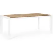 Natur24 Tisch Cameron 210 x 90 x 76 cm Aluminium Teakholz Weiß Natur