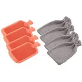 Pearl 4er-Set XL-Wärmflaschen, 1,1 l, mit flauschigem Coral-Fleece-Bezug