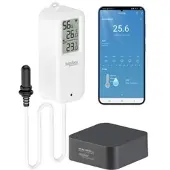 Luminea Home Control WLAN-Temperatur-/Luftfeuchtigkeitsmesse + WLAN-IR-Fernbedienung