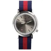 Thread Etiquette - SPORT - silver / navy & red nato timepiece / 43 MM