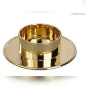 Kerzenteller Kerzenleuchter Gold poliert "feiner Perlrand" für Kerzen Ø 50 mm