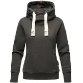 NAVAHOO Damen Kapuzensweatshirt weicher Hoodie mit breiten Tunnelzugkordeln Namikaa