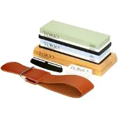 TokioKitchenWare Messer-Schleifstein-Set mit 4 Körnungen, 400 / 1000 / 3000 / 8000
