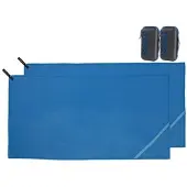 Pearl 2er Mikrofaser-Handtuch mit Tasche,schnell trocknend,140 x 70 cm,blau