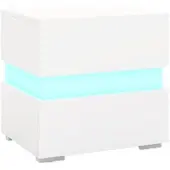 Costway Nachttisch LED Hochglanz-Nachttischschrank mit 2 Schubladen Inklusive Fernbedienung Dynamisch