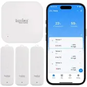 Luminea 3er-Set Temperatur- & Feuchtigkeitssensoren, WLAN-Gateway, App, IP65