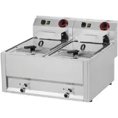 Wimar Elektro Doppel-Fritteuse Friteuse Standgerät 2x 8 Liter 660x600x290mm Fritöse