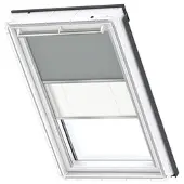 Velux Vorteils-Set Verdunkelungsrollo uni grau und Faltstore Plissee weiß manuell Rahmen aluminium DFD S04 0705S