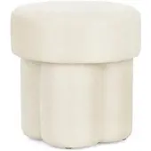 Bizzotto Hocker Glenda aus Stoff, modern gepolstert, creme-weiß, rundes Design für Dein Zuhause