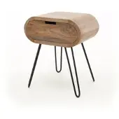 Feeling4Home Nachttisch Kavay Mangoholz massiv, modernes Design mit Schublade, naturbraun, abgerundete Form