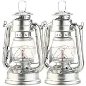 Lunartec 2er-Set Petroleum-Sturmlaternen mit Glaskolben, verzinkt, 18,5 cm