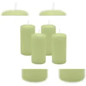 Kopschitz Kerzen 4er Set Stumpenkerzen/Adventskranzkerzen Kiwi Hellgrün Ø 50 x 100 mm