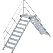 Euroline 512 Überstieg 45° 600mm Stufenbreite 2x9 Stufen Alu gerieft